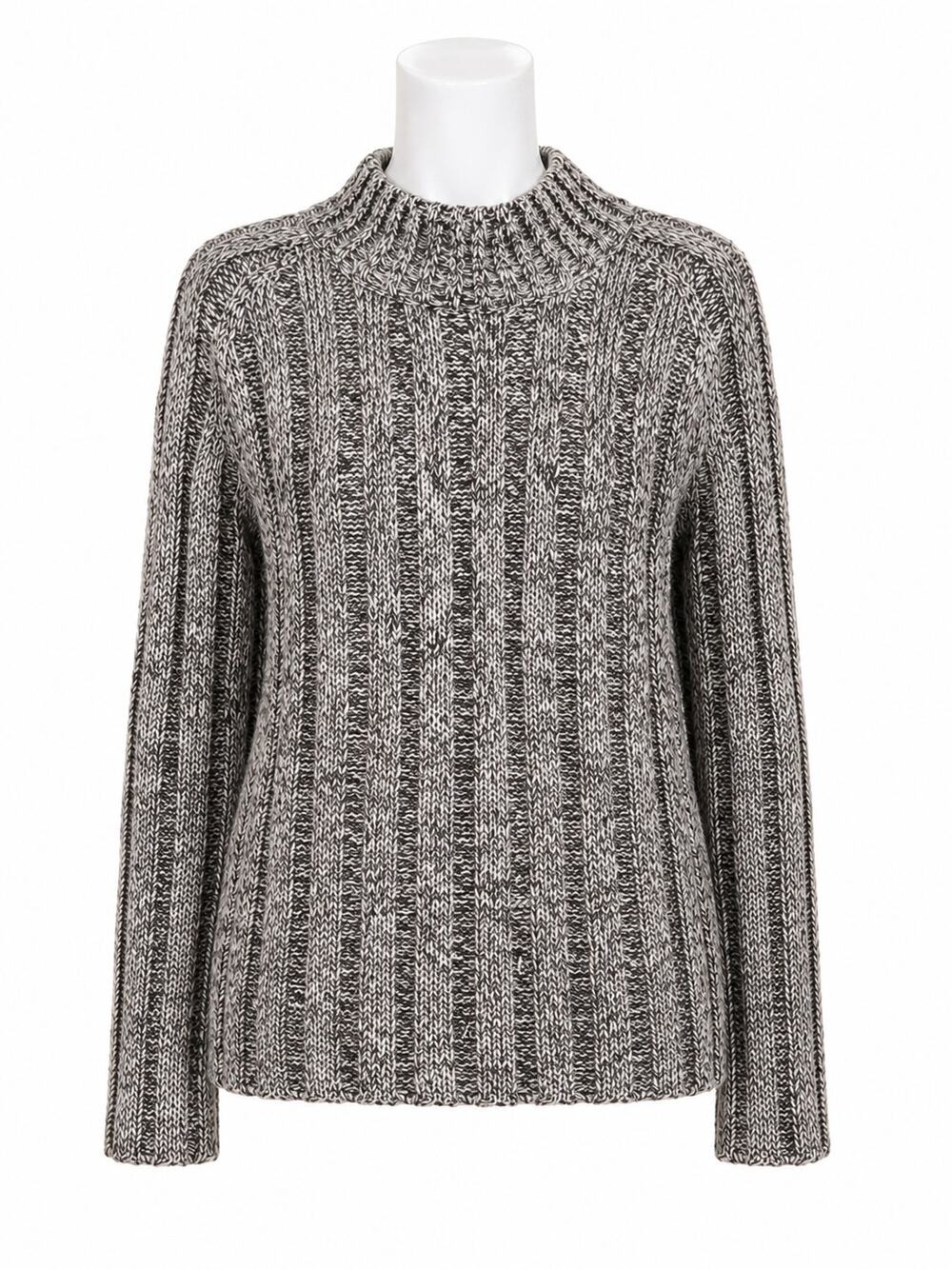 Denim & Co Marled Cable Knit Sweater Gray Cotton Blend Pullover Vintage Womens